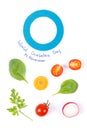 Blue circle as symbol of fighting diabetes and fresh vegetables, healthy nutrition concept Royalty Free Stock Photo