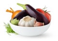 Fresh eggplants in a bowl Royalty Free Stock Photo