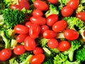 Fresh vegetables broccoli cocktail tomatoes veggies salad closeup close up