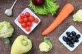 Fresh vegetables on brown canvas Royalty Free Stock Photo