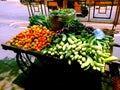 Fresh vegetables carriage on indian street Royalty Free Stock Photo