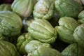 Fresh vegetables Chayote. Chuchu in the Indian market in Mauritius. Royalty Free Stock Photo