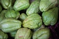 Fresh vegetables Chayote. Chuchu in the Indian market in Mauritius Royalty Free Stock Photo