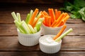 Fresh vegetables - chopped celery sticks and carrots. Royalty Free Stock Photo