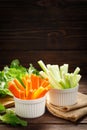 Fresh vegetables - chopped celery sticks and carrots. Royalty Free Stock Photo