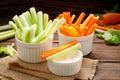 Fresh vegetables - chopped celery sticks and carrots. Royalty Free Stock Photo