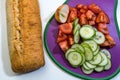 Salad ingredients - Fresh vegetables chopped in a cutting board Royalty Free Stock Photo