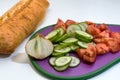 Salad ingredients - Fresh vegetables chopped in a cutting board Royalty Free Stock Photo