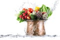 Fresh vegetables in copper pot Royalty Free Stock Photo