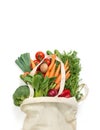 Fresh vegetables cotton bag Food delivery Tomato carrots salad Royalty Free Stock Photo