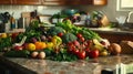 The fresh vegetables on counter. AI generated Royalty Free Stock Photo
