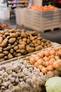 Fresh vegetables on counter in supermarket Royalty Free Stock Photo