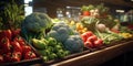 Fresh vegetables on the counter in the supermarket Royalty Free Stock Photo