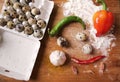 Fresh vegetables on cutting board.