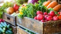 Fresh vegetables on display at a local farmer\'s market Royalty Free Stock Photo
