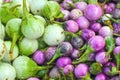 Fresh vegetables - eggplant purple and green market.