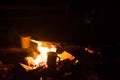 Fresh vegetables on a fire barbecue grill. Cooking Outdoor night Royalty Free Stock Photo