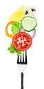 Fresh vegetables on fork Royalty Free Stock Photo