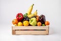 Fresh vegetables fruit box food. Generate Ai Royalty Free Stock Photo