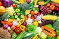 Fresh vegetables and fruits,Colorful fruits and vegetables,clean eating,vegetables and fruits background,top view,Set of fruits