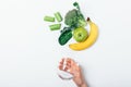 Fresh vegetables and fruits ingredients for healthy smoothie Royalty Free Stock Photo