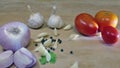 Fresh vegetables with garlic motion movement for cookery video footage