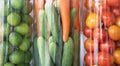 Fresh vegetables in a glass jar Arranged in an orderly manner for the convenience of choosing to cook.Healthy eating and detox