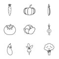 Fresh vegetables icons set, outline style Royalty Free Stock Photo