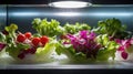 Hydroponic Indoor Gardening: Fresh Salad Ingredients Growing Under Artificial Light For Sustainable Royalty Free Stock Photo