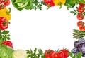 Fresh vegetables,isolated ,frame Royalty Free Stock Photo