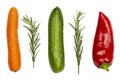 Fresh vegetables isolated on white. Carrot, cucumber, pepper and Royalty Free Stock Photo