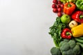 Fresh vegetables on light background. Top view with copy space. Ai generative Royalty Free Stock Photo