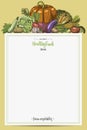 Fresh vegetables menu with space for text, hand drawn or engraved, vintage, retro looking plants, vegetarian and healthy Royalty Free Stock Photo