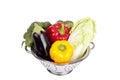 Fresh vegetables in metal colander Royalty Free Stock Photo