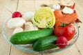 Fresh vegetables, mushrooms, spices Royalty Free Stock Photo