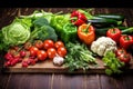 fresh vegetables placed directly on a wooden board