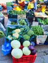 Fresh Vegetables in Plastic Crates at Open Air Street Market, Greece