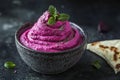 Fresh vegetables and red beetroot hummus combine to create a healthy vegetable dish Royalty Free Stock Photo
