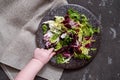 Fresh vegetables - red cabbage, beets, eggplant, peppers, garlic, tomatoes, herbs on a dark background. Raw ingredients. Food Royalty Free Stock Photo