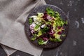 Fresh vegetables - red cabbage, beets, eggplant, peppers, garlic, tomatoes, herbs on a dark background. Raw ingredients. Food Royalty Free Stock Photo