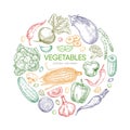 Fresh vegetables round banner vector design isolated Royalty Free Stock Photo