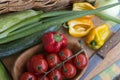 Fresh vegetables in the rustic kitchen