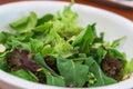 Vegetables salad in white bowl on table