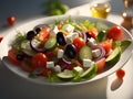 fresh vegetables salad with feta cheese, olives and tomatoes. healthy food