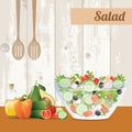 Fresh vegetables salad with olive oil