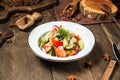 Fresh vegetables salad with tomatoes and cucumbers Royalty Free Stock Photo