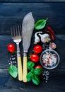 Fresh vegetables and seasoning Royalty Free Stock Photo