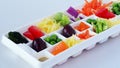 Fresh vegetables served in small portions tray