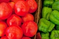 Fresh vegetables on the shelves, bell peppers Royalty Free Stock Photo