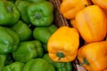 Fresh vegetables on the shelves, bell peppers Royalty Free Stock Photo